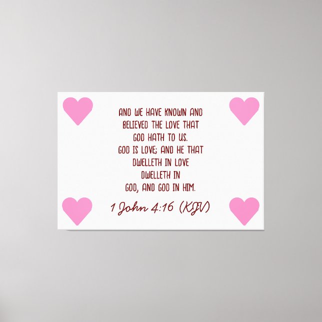 Bible Verse 1 John 4:16 (KJV) Valentindagen Canvastryck (Framsida)