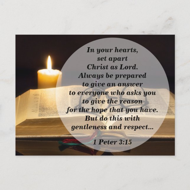 Bible Verse 1 Peter 3:15 Ställ upp Kristus som Her Vykort (Framsida)