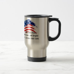 Bible Verse 2 Chronicles 7:14, USA flagga Mugg