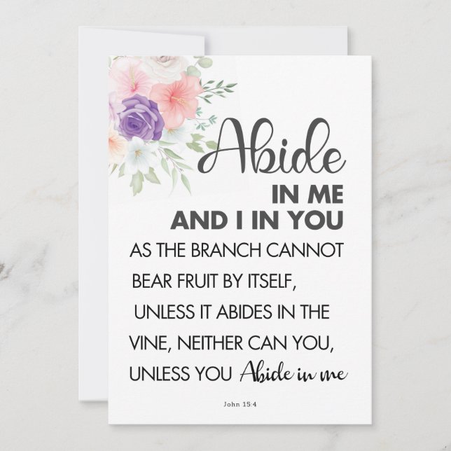 Bible verse Abide i Me Inbjudningar (Framsida)