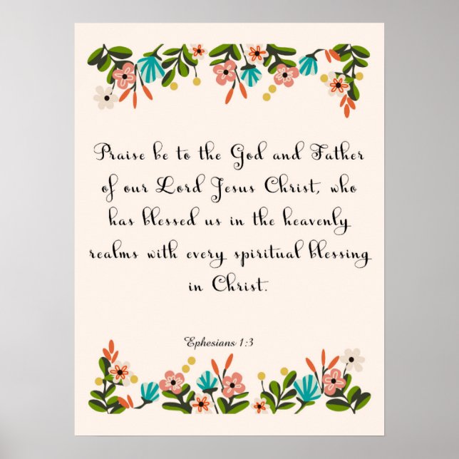 Bible Verse Art - Ephesian 1:3 Poster (Framsidan)