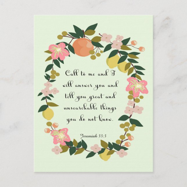 Bible Verse Art - Jeremiah 33:3 Vykort (Framsida)
