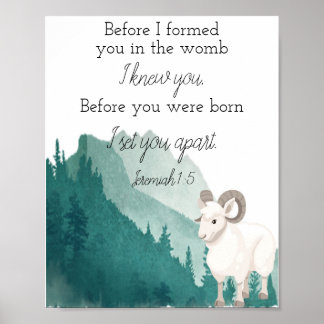 Bible Verse Art Print Jeremiah 1:5 Poster