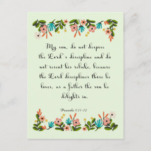 Bible Verse Art - Proverbs 3:11-12 Vykort