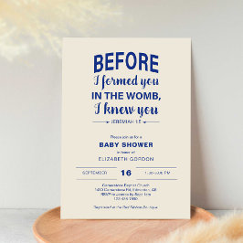 Bible Verse Baby Shower innan jag bildade dig Womb Inbjudningar