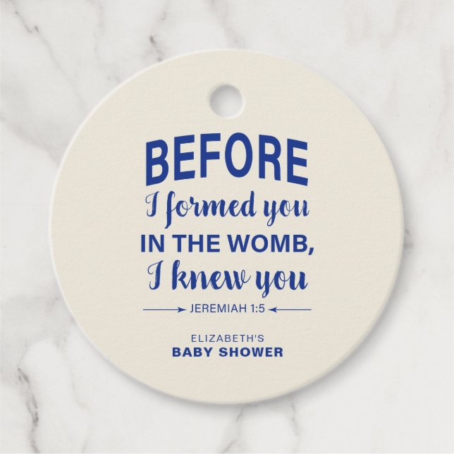 Bible Verse Baby Shower Jeremiah Christian Modern Gåvor Etiketter (Framsida)