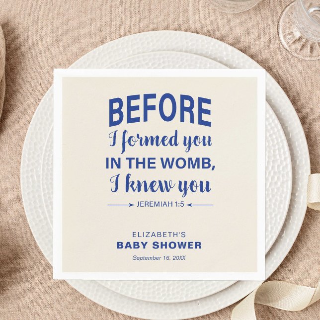 Bible Verse Baby Shower Jeremiah Christian Modern Pappersservett (Skapare uppladdad)