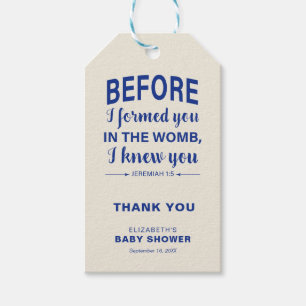 Bible Verse Baby Shower Jeremiah Christian Modern Presentetikett