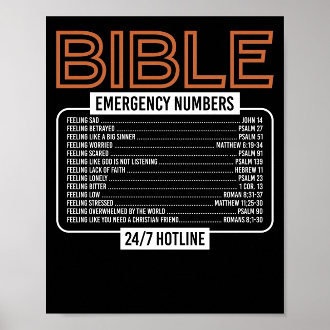 Bible Verse Bible Akut Numbers Gud Poster (Framsidan)