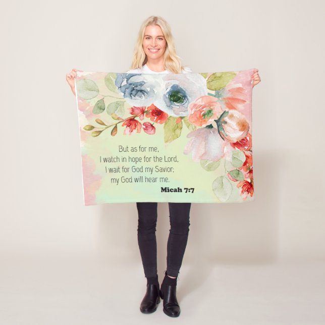 Bible verse blommigt Fleece Blanket (På plats)