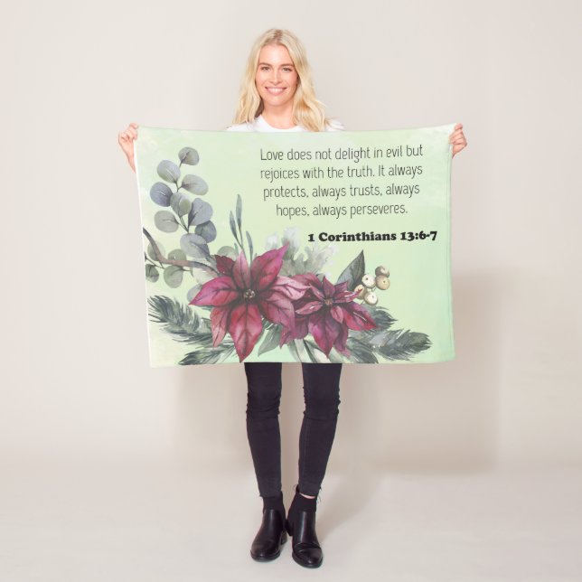 Bible verse blommigt Fleece Blanket (På plats)