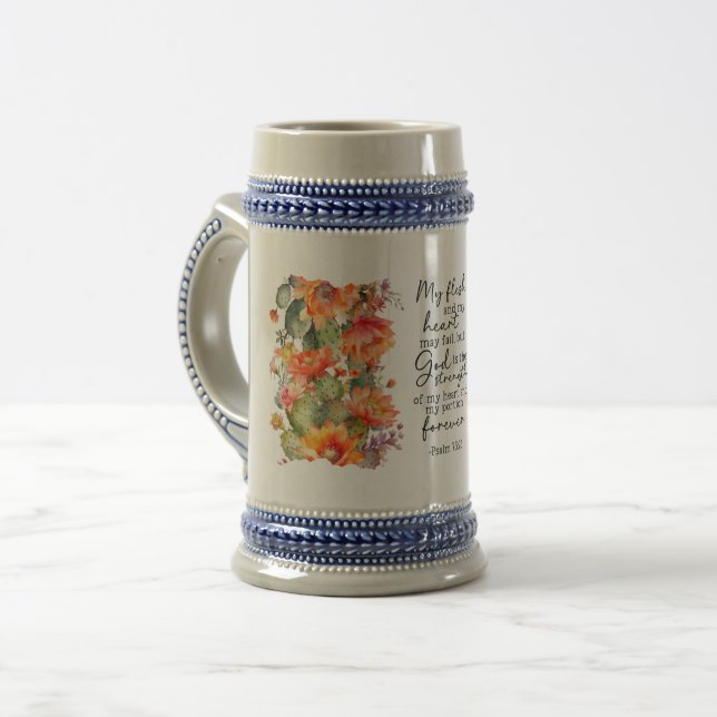 Bible Verse Blommigt German Beer Stein Sejdel (Framsida vänster)
