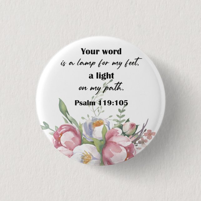 Bible Verse Blommigt Psalm Knapp (Framsida)