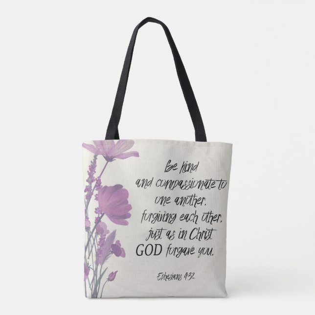 Bible verse Blommigt Tote Bag Tygkasse (Baksida)