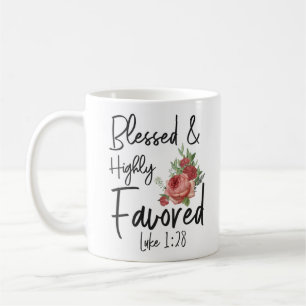 Bible Verse Blsed & Highly Favved Luke 1:28 Kaffemugg