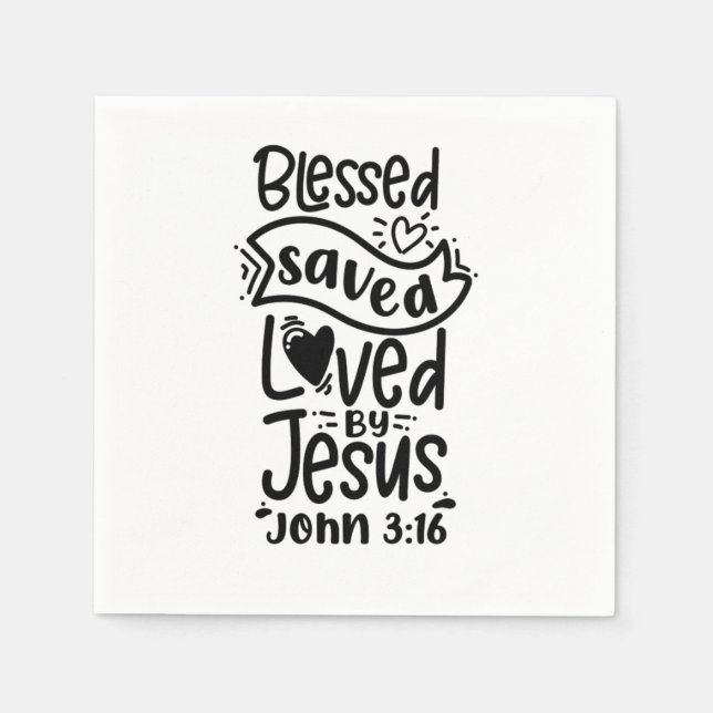Bible Verse Blsed Saved Loved by Jesus John 316 Pappersservett (Framsidan)