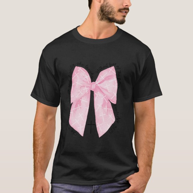 Bible Verse Christian Coquette Rosa Bow Proverbs 3 T Shirt (Framsida)