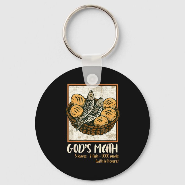 Bible Verse Christian Jesus Fishes &amp; Loaves Go Nyckelring (Framsida)