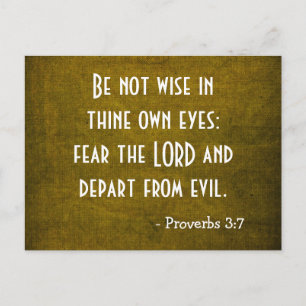 Bible Verse - Christian - Proverbs 3:7 Vykort
