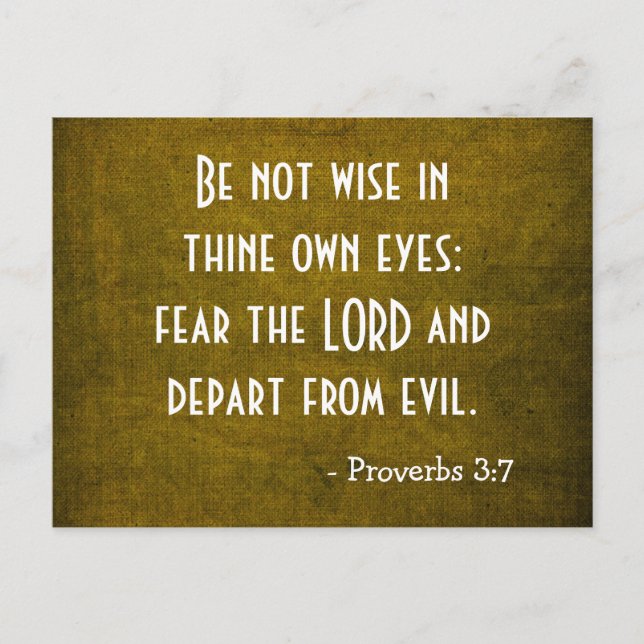 Bible Verse - Christian - Proverbs 3:7 Vykort (Framsida)