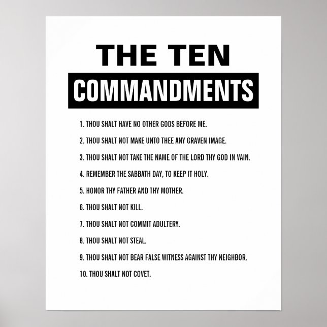 Bible Verse Christian Religiösa Ten Commandations Poster (Framsidan)