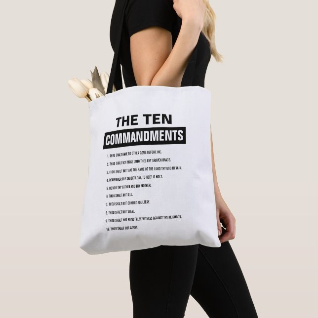 Bible Verse Christian Religiösa Ten Commandations Tygkasse (Närbild)