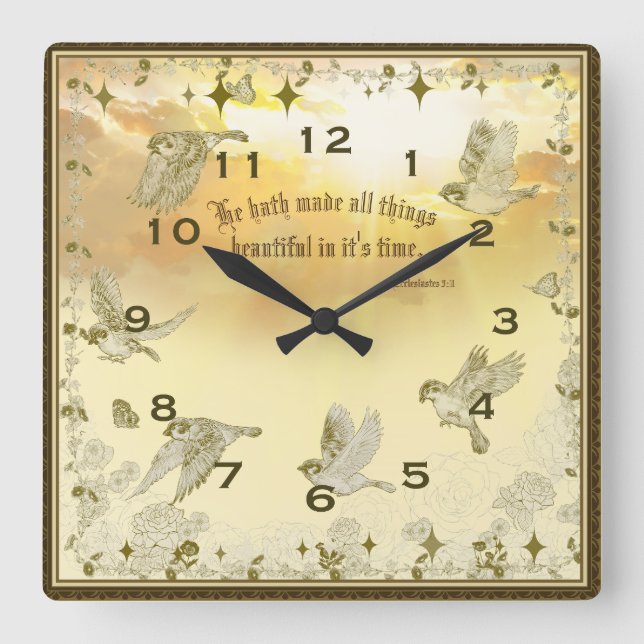 Bible Verse Clock - Hath gjorde all Sak Beauti Fyrkantig Klocka (Framsida)