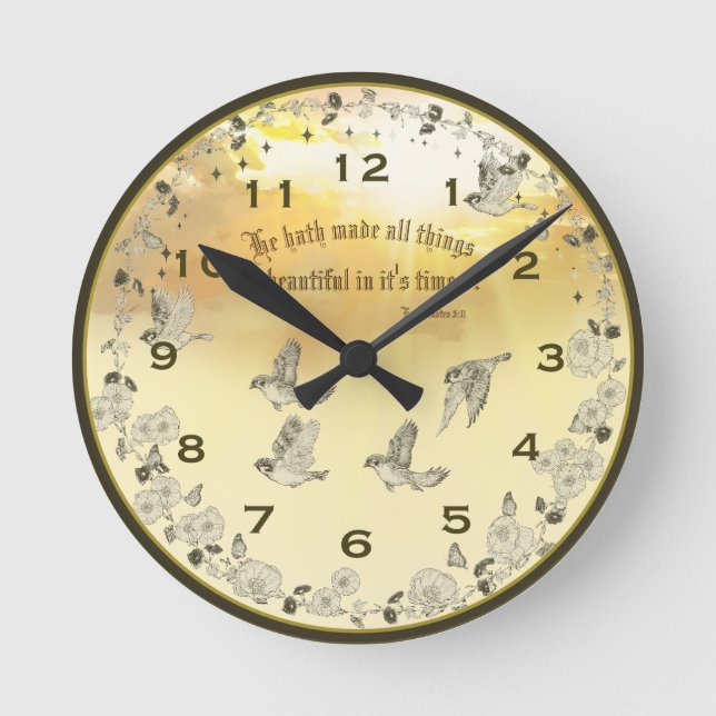 Bible Verse Clock - Hath gjorde all Sak Beauti Rund Klocka (Framsida)