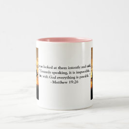 Bible Verse Coffee Mugg Rosa - Matthew 19:26