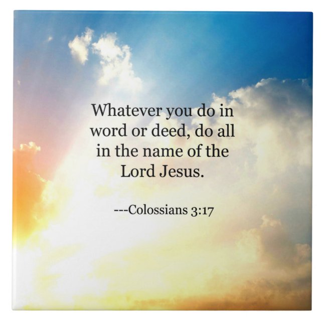 Bible verse, Colossians 3-17 Kakelplatta (Framsidan)