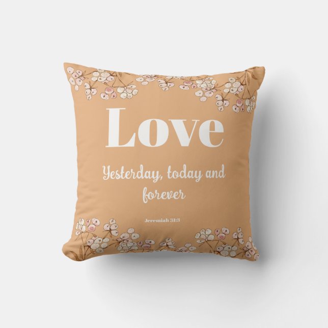 Bible verse Cream Caramel Blommigt Kudde (Framsida)