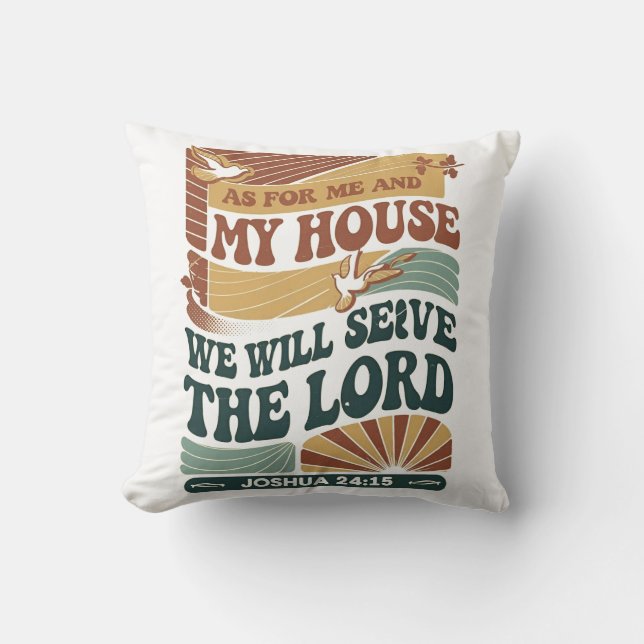 Bible Verse-design för mig och mitt hus Kudde (Framsida)
