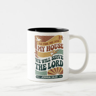 Bible Verse-design för mig och mitt hus Två-Tonad Mugg