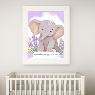 Bible Verse Elephant Baby Nursery Wall Art Fototryck