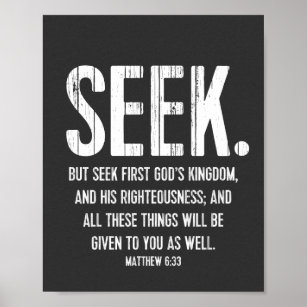 Bible Verse Encouragement, Scripture Matthew 6:33 Poster