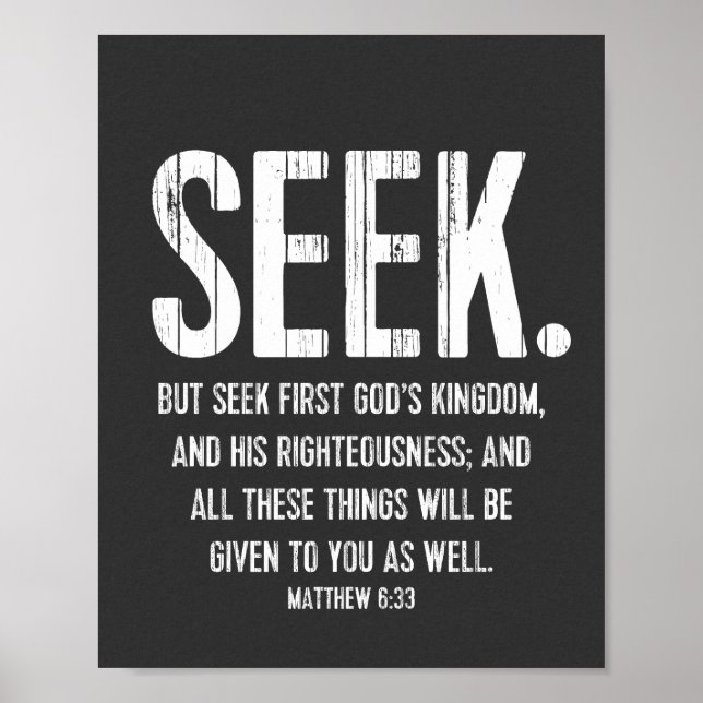 Bible Verse Encouragement, Scripture Matthew 6:33 Poster (Framsidan)