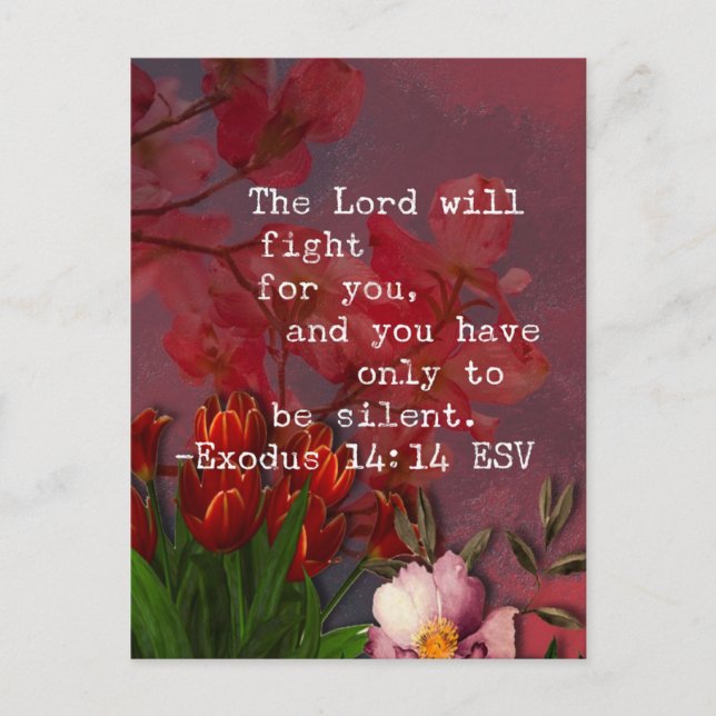 Bible Verse Exodus 14:14 vykort (Framsida)