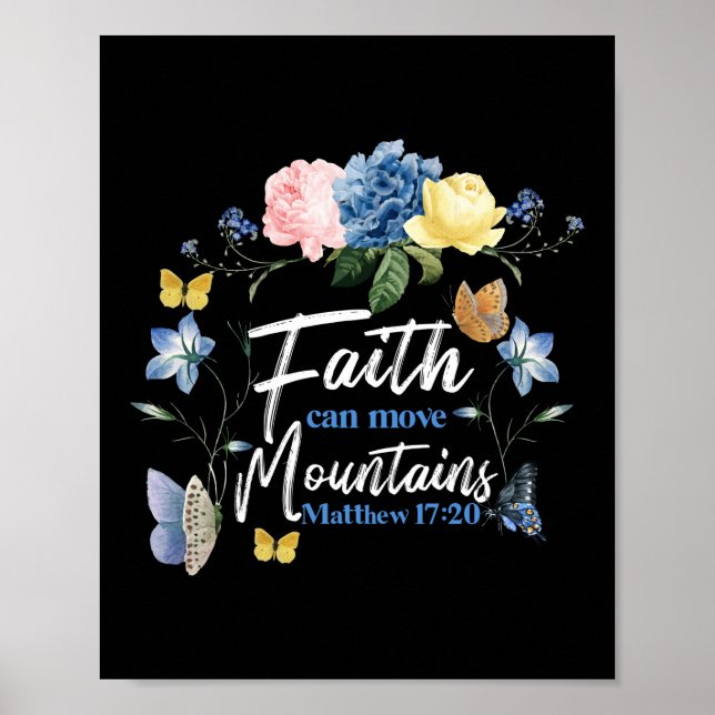 Bible Verse Faith kan flytta berg Matthew 17:20 Poster (Framsidan)
