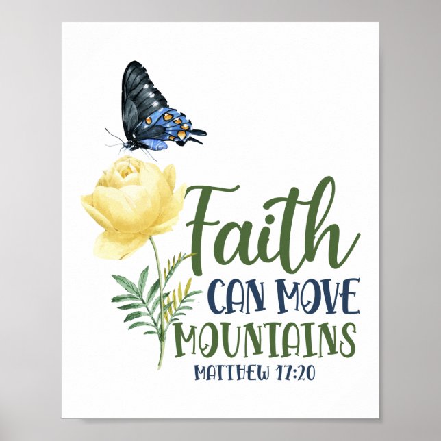 Bible Verse Faith kan flytta berg Matthew 17:20 Poster (Framsidan)