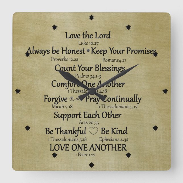 Bible Verse Family Regler Fyrkantig Klocka (Framsida)