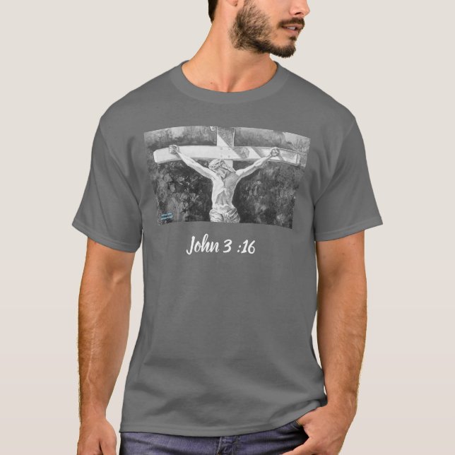 Bible Verse 'For God' Cross Personalize T Shirt (Framsida)