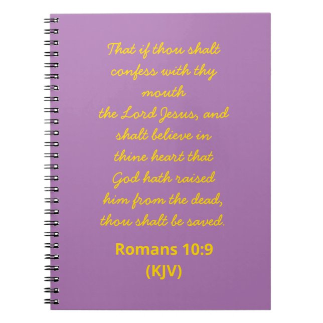 Bible Verse for Salvation Romans 10:9 (KJV) Påsk Anteckningsbok (Framsidan)