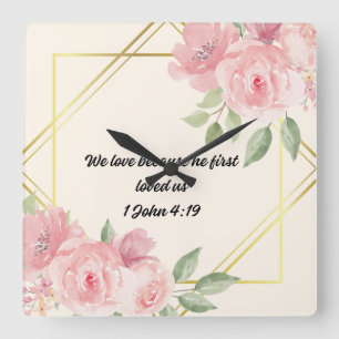 Bible Verse Fyrkantig Klocka