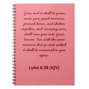 Bible Verse Ge Luke 6:38 Alla hjärtans dag Anteckningsbok