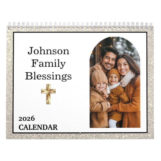  Bible Verse Gold Cross Arched Photo Gallery Kalender (Omslag)