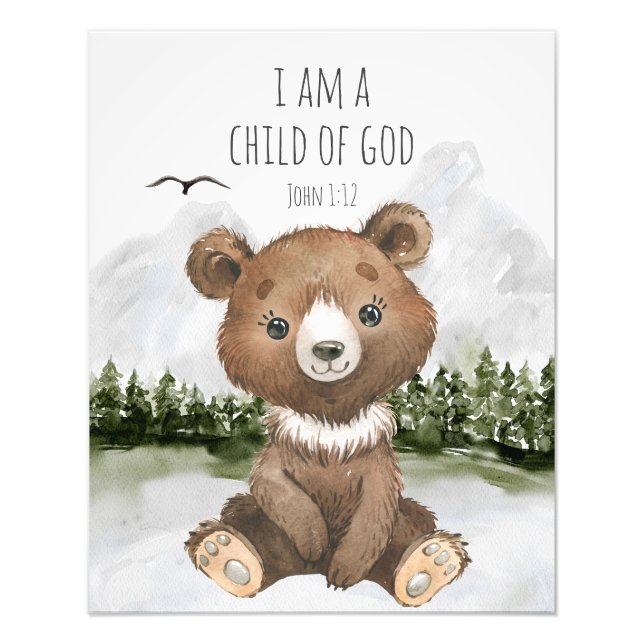 Bible Verse I am a Child of God John 1 Fototryck (Framsidan)