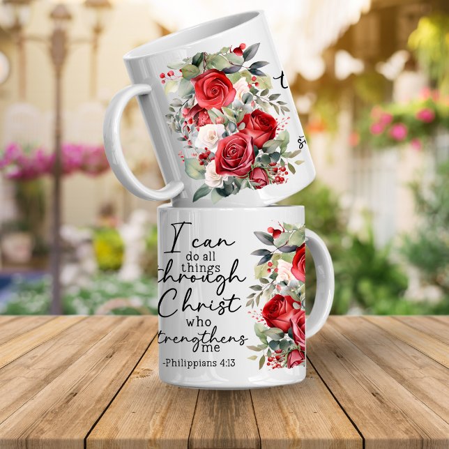 Bible Verse I can Do all Things Coffee Mug Kaffemugg (Bible verse. I can do all things through Christ who strengthens me Philippians 4:13)