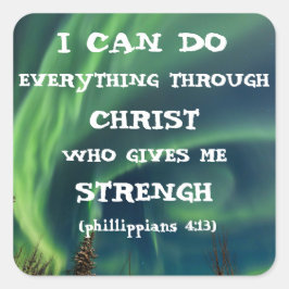 Bible Verse Inspirational Citote Northern Ljus Fyrkantigt Klistermärke