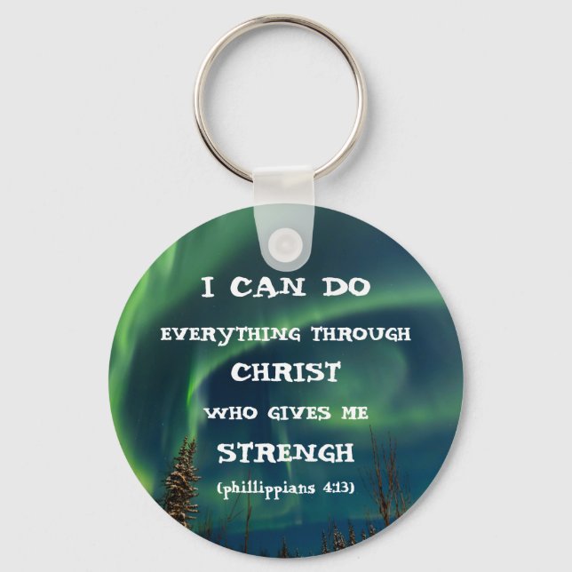 Bible Verse Inspirational Citote Northern Ljus Nyckelring (Framsida)