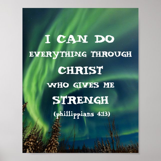 Bible Verse Inspirational Citote Northern Ljus Poster (Framsidan)